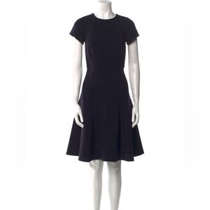 LK Bennett Eugenia Navy Blue Short Sleeve Crew Flare Knee length dress 6 career